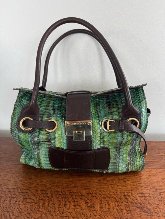 Jimmy Choo Handbags - EUC - Jimmy Choo Ramona Python Skin Shoulder Bag - Green w/ Hints of Purple -COA